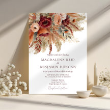 Burgundy Terracotta Blommigts Pampas Fall Wedding