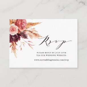 Burgundy Terrakotta Blommor Bröllopswebbplats RSVP Tilläggskort