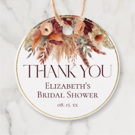 Burgundy Terrakotta Guld Blommor Pampas Tack Gåvor Etiketter