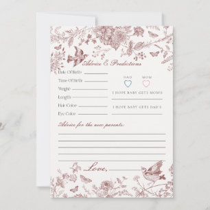Burgundy Toile De Jouy Blommigt Advice for Baby Ca Inbjudningar