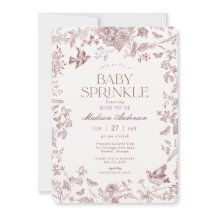 Burgundy Toile De Jouy Fransk Blommig Baby Shower