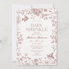 Burgundy Toile De Jouy Fransk Blommig Baby Shower Inbjudningar