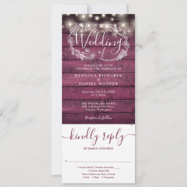 Burgundy Trädgårdsbelysning Allt I Ett Bröllop Inbjudningar