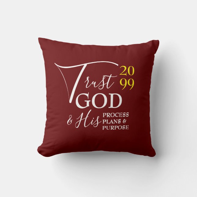 Burgundy TRUST GOD Christian New Year Kudde (Framsida)