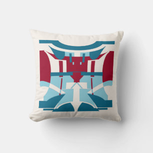 Burgundy Turcos Blue White Southwest Art look Kudde
