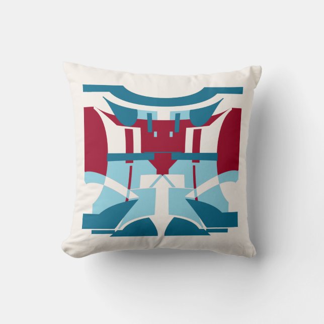 Burgundy Turcos Blue White Southwest Art look Kudde (Framsida)