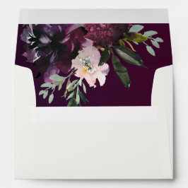 Burgundy Tvättat Rik Watercolor Blommigt Ivory