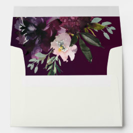 Burgundy Tvättat Rik Watercolor Blommigt Ivory Cre