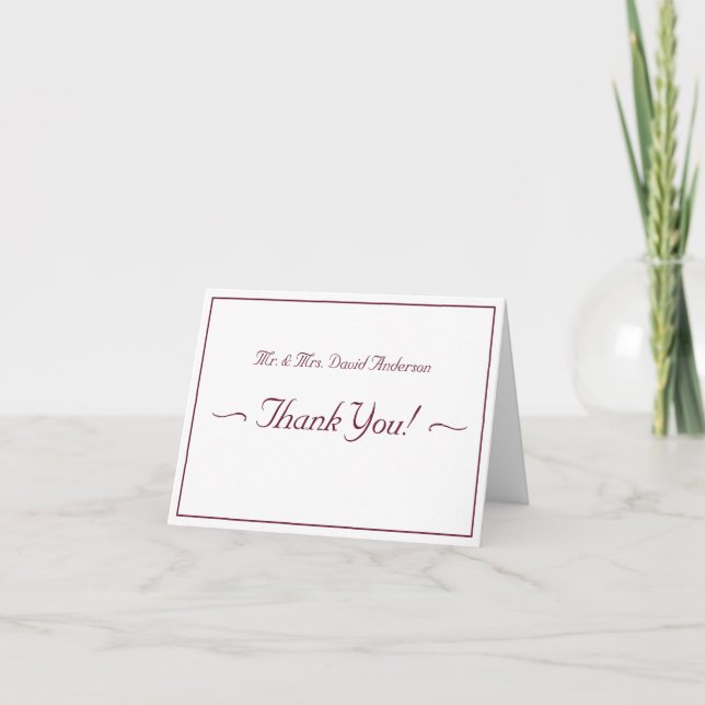 Burgundy Two Hearts Catholic Folded Thank You Card Tack Kort (Framsida)