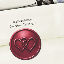 Burgundy Two Hearts Intertwined Wedding Runt Klistermärke