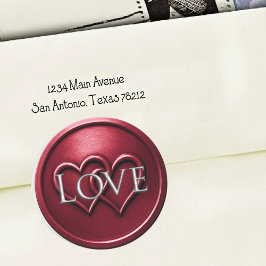 Burgundy Two Hearts Intertwined Wedding Runt Klistermärke