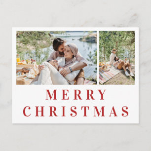 Burgundy Typography God jul Photo Collage Vykort