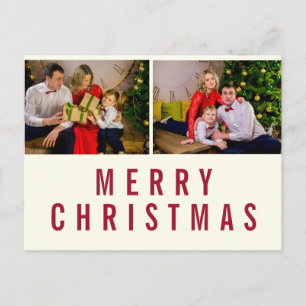Burgundy Typography God jul Photo Vykort