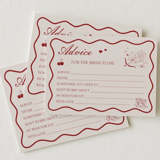 Burgundy Valentine Bridal Shower Advice Card Inbjudningar (Skapare uppladdad)