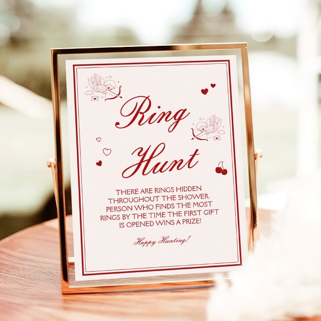 Burgundy Valentine Bridal Shower Ring Game  Poster (Skapare uppladdad)