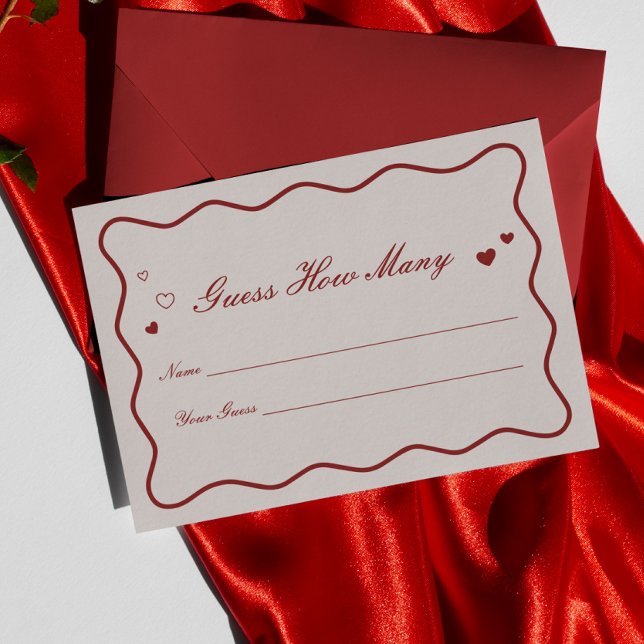 Burgundy Valentine Bröllopsdusch Gissa Hur Många Tilläggskort (Skapare uppladdad)
