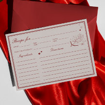 Burgundy Valentine Bröllopsdusch Receptkort