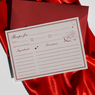 Burgundy Valentine Bröllopsdusch Receptkort Inbjudningar