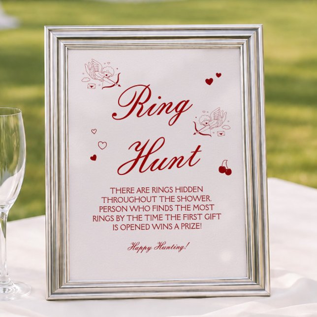 Burgundy Valentine Bröllopsdusch Ring Game  Poster (Skapare uppladdad)