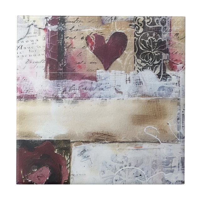 Burgundy Valentine Design Series 14 Kakelplatta (Framsidan)