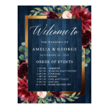 Burgundy-välkomstordning för evenemanget bröllop-t