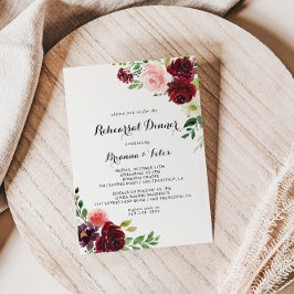 Burgundy Vår Calligraphy Rehearsal Dinner Inbjudningar