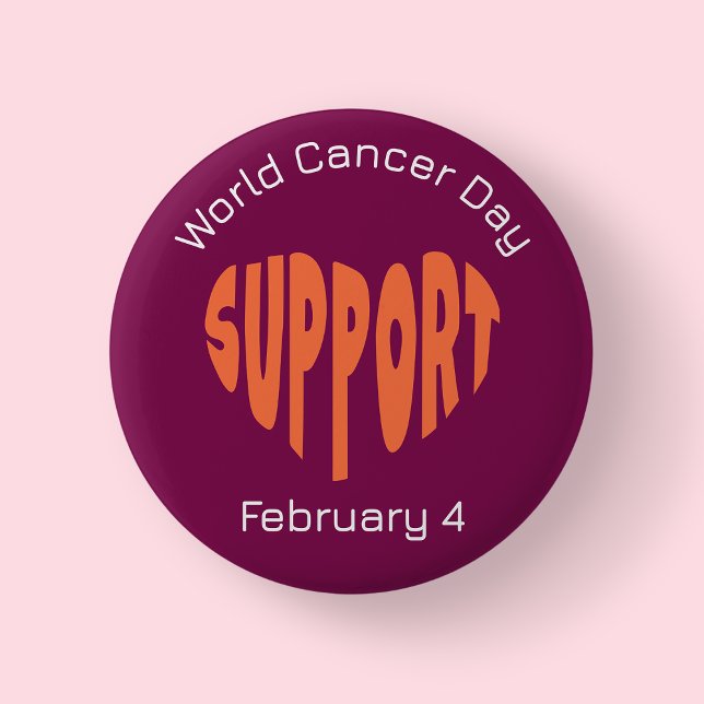 Burgundy Världscancerdagen Knapp (Cancer)