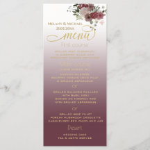 Burgundy vattencolor blommigt guld calligraphy