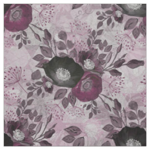 Burgundy vattenfärgblommor. tyg