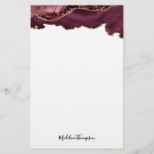 Burgundy Velvet Agate Geode Script Typografi