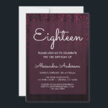 Burgundy Velvet Hearts 18:e Födelsedagsfesten Inbjudningar<br><div class="desc">Burgundy avbröt 18 foil Hearts on Wood Party bjudits in. Den här inbjudan är perfekt för Marsala Hearts Confetti Girly 18:e (artonde) Födelsedagsfesten som tittar fira i Burgundy. Kontakta designern om du vill ha matchande artiklar.</div>