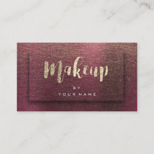 Burgundy verkställer guld- Typograph Makeup 3D Visitkort