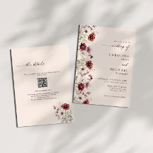 Burgundy Vildblomma QR-kod Bröllop