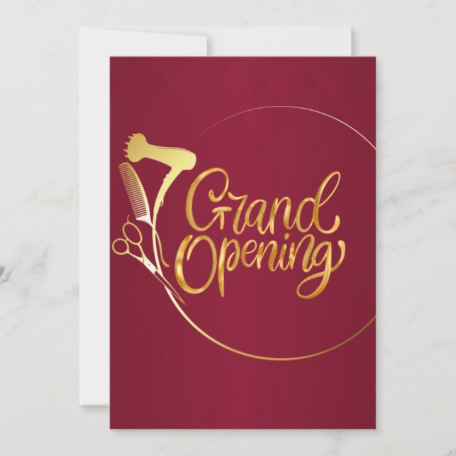 Burgundy Vin & Golden Beauty Salon Grand Open Inbjudningar (Framsida)
