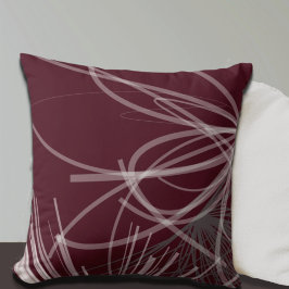 Burgundy Vin Grått Abstrakt Ribbon Design Kudde