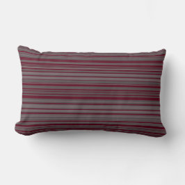 Burgundy Vin & Grått Simple Modern Stripe Mönster Lumbarkudde