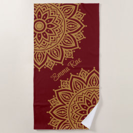 Burgundy Vin & Guld Mandala Flower