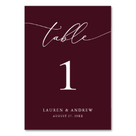Burgundy Vin minimalistiskt Bröllop | Händelsens A Bordsnummer