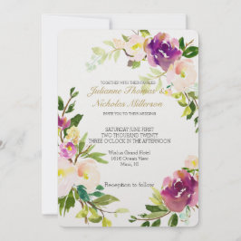 Burgundy Vin och Rosa Watercolor Blommigt Bröllop Inbjudningar