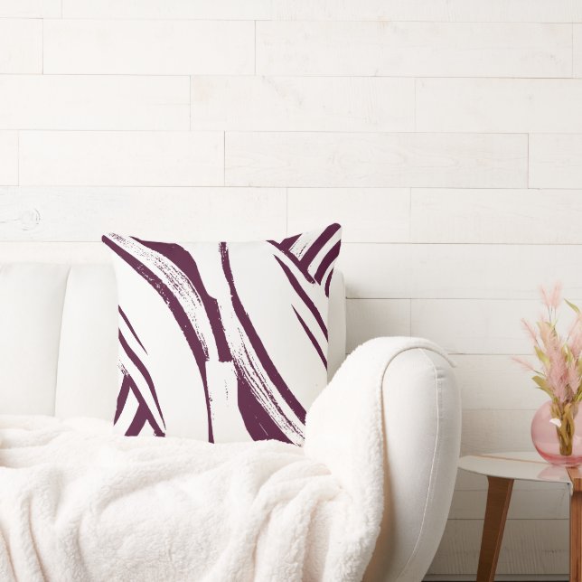 Burgundy Vin och White Curvy Rand Boho Kudde (Soffa)