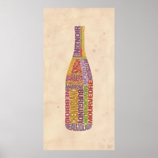 Burgundy Vin Ord Flaska Poster