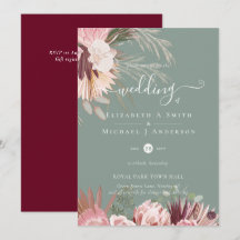 Burgundy Vin Pampas Grass Tropical Bröllop