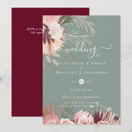 Burgundy Vin Pampas Grass Tropical Bröllop