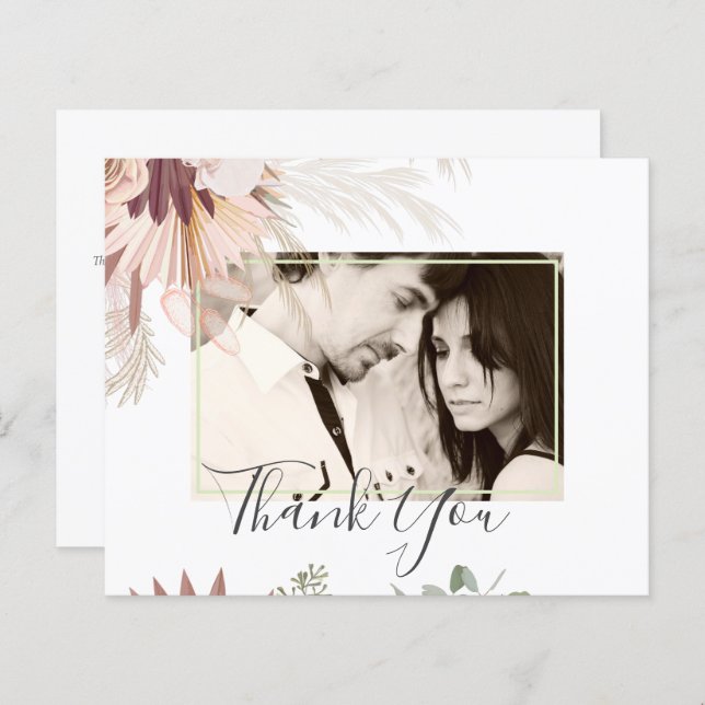 Burgundy Vin Pampas Grass Tropical Bröllop (Fram/baksida)