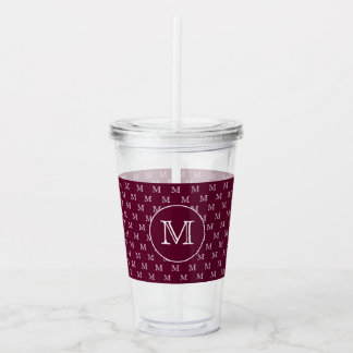 Burgundy Vin Personal Monogram Mönster Take Away Mugg