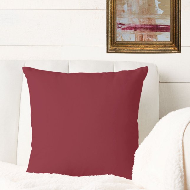 Burgundy Vin Plain Solid Färg Jewel Tone Kudde (This burgundy wine throw pillow will add the classic elegance + warmth of jewel tones to your space!)