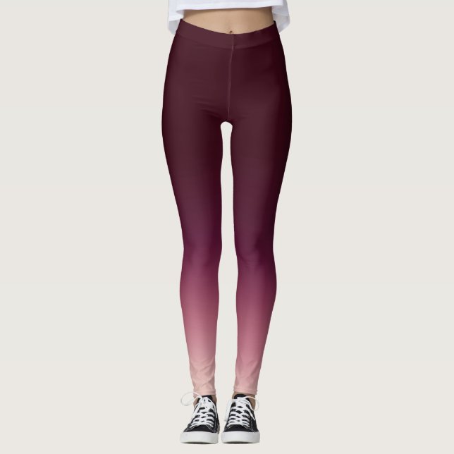 Burgundy Vin Red Ombre Elegant Gradition Leggings (Framsida)
