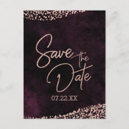 Burgundy Vin & Ro Guld Bröllop spara datum Meddelande Vykort