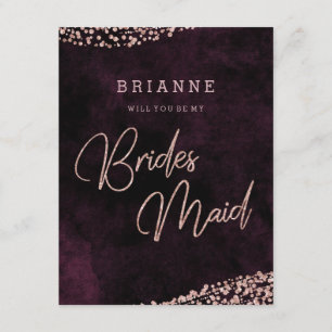 Burgundy Vin Ro Guld kommer att bli min bridesmaid Inbjudningar