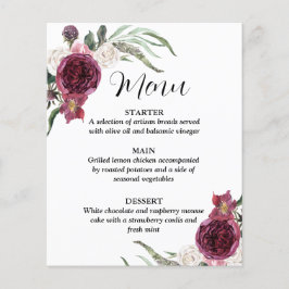 Burgundy Vin Sangria Forest Grönt Bröllop Menu